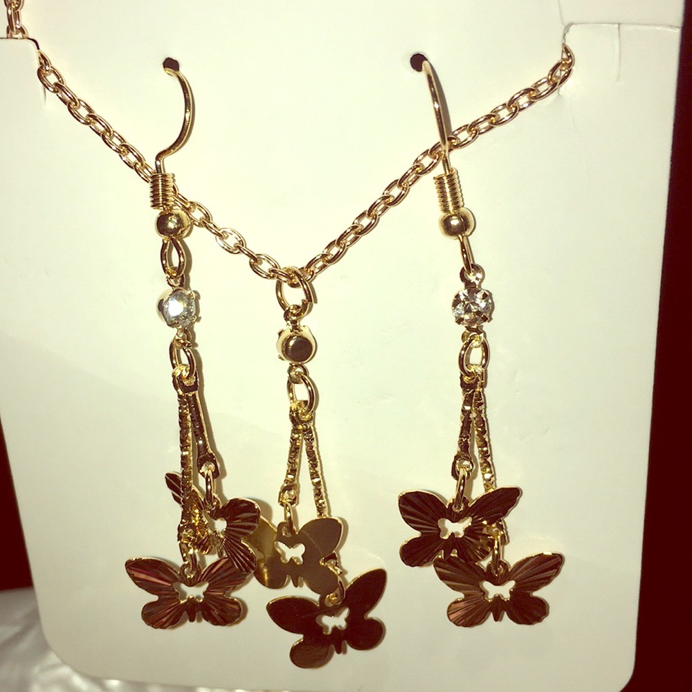 Butterfly necklace and earrings